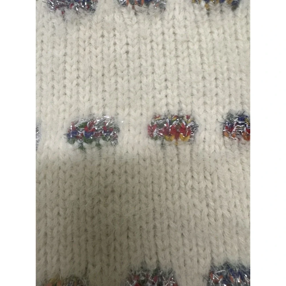 Moth Loft Silver Tinsel Yarn Oversized Sweater M Scandi Minimalist Pride Rainbow